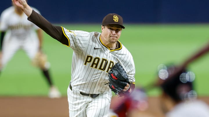 Aug 9, 2025; San Diego, California, USA; San Diego Padres relief pitcher Mason Miller (22) throws a pitch during the eighth inning against the Boston Red Sox at Petco Park. Mandatory Credit: David Frerker-Imagn Images Aug 9, 2025; San Diego, California, USA; San Diego Padres relief pitcher Mason Miller (22) throws a pitch during the eighth inning against the Boston Red Sox at Petco Park. Mandatory Credit: David Frerker-Imagn Images