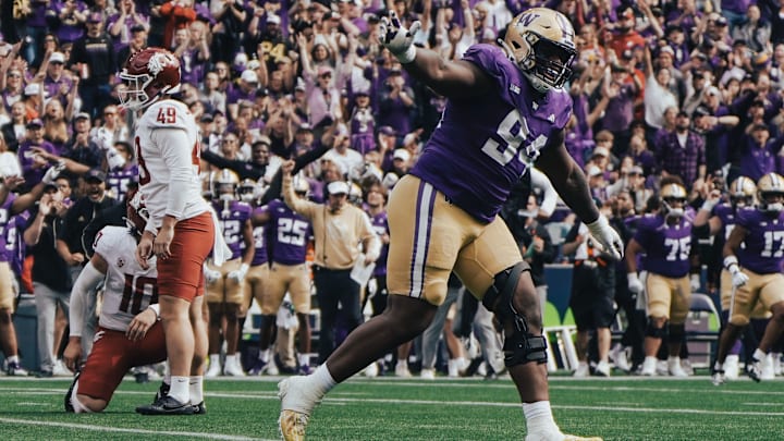 UW defensive tackle Jayvon Parker celebrates an Apple Cup moment. UW defensive tackle Jayvon Parker celebrates an Apple Cup moment.