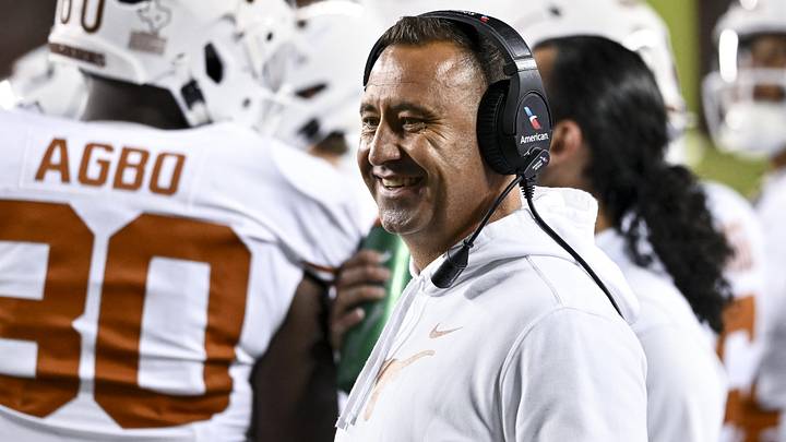 Nov 30, 2024; College Station, Texas, USA; Texas Longhorns head coach Steve Sarkisian