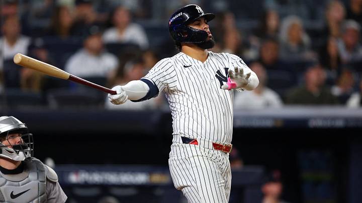 Sep 30, 2026; Bronx, New York, USA; New York Yankees first baseman Luis Garcia Jr. (26) hits a solo home run in the fourth inning against the Boston Red Sox during game two of the Wildcard round for the 2026 MLB Playoffs at Yankee Stadium. Mandatory Credit: Vincent Carchietta-Imagn Images Sep 30, 2026; Bronx, New York, USA; New York Yankees first baseman Luis Garcia Jr. (26) hits a solo home run in the fourth inning against the Boston Red Sox during game two of the Wildcard round for the 2026 MLB Playoffs at Yankee Stadium. Mandatory Credit: Vincent Carchietta-Imagn Images
