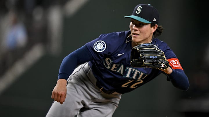 Seattle Mariners pitcher Bryan Woo throws during a game against the Texas Rangers on May 2 at Globe Life Field.