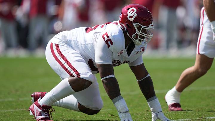 Sep 13, 2025; Philadelphia, Pennsylvania, USA; Oklahoma Sooners defensive lineman Gracen Halton (56) in action against the Temple Owls in the first half at Lincoln Financial Field. Mandatory Credit: Kyle Ross-Imagn Images Sep 13, 2025; Philadelphia, Pennsylvania, USA; Oklahoma Sooners defensive lineman Gracen Halton (56) in action against the Temple Owls in the first half at Lincoln Financial Field. Mandatory Credit: Kyle Ross-Imagn Images