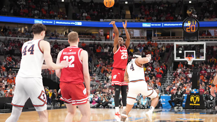 Mar 13, 2026; Chicago, IL, USA; Illinois Fighting Illini guard Kylan Boswell (4) defends Wisconsin Badgers guard John Blackwell (25)during the second half at United Center. Mandatory Credit: David Banks-Imagn Images Mar 13, 2026; Chicago, IL, USA; Illinois Fighting Illini guard Kylan Boswell (4) defends Wisconsin Badgers guard John Blackwell (25)during the second half at United Center. Mandatory Credit: David Banks-Imagn Images