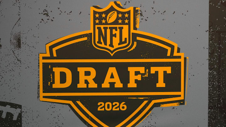 The 2026 NFL Draft logo at the Super Bowl LX Experience The 2026 NFL Draft logo at the Super Bowl LX Experience