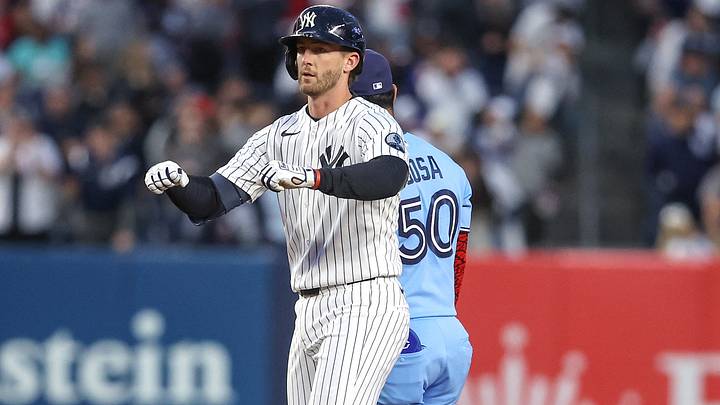 May 21, 2026; Bronx, New York, USA; New York Yankees third baseman Ryan McMahon (19) gestures after hitting a double in the second inning against the Toronto Blue Jays at Yankee Stadium. Mandatory Credit: Wendell Cruz-Imagn Images May 21, 2026; Bronx, New York, USA; New York Yankees third baseman Ryan McMahon (19) gestures after hitting a double in the second inning against the Toronto Blue Jays at Yankee Stadium. Mandatory Credit: Wendell Cruz-Imagn Images
