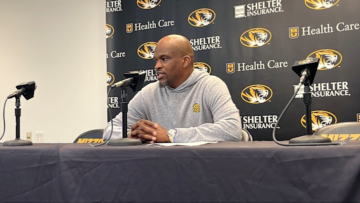 June 14, 2025; Columbia, Missouri, USA; Missouri men's basketball general manager Tim Fuller during his introductory press conference at Mizzou Arena. June 14, 2025; Columbia, Missouri, USA; Missouri men's basketball general manager Tim Fuller during his introductory press conference at Mizzou Arena.