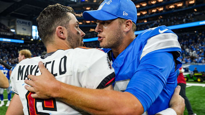 Baker Mayfield and Jared Goff will face off on Sunday night. Baker Mayfield and Jared Goff will face off on Sunday night.