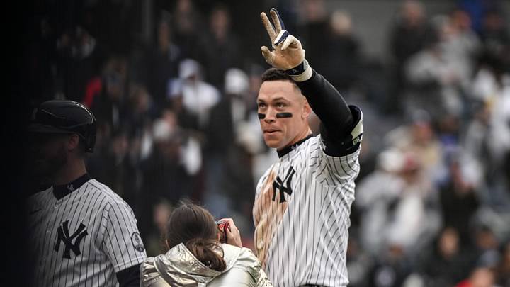 May 24, 2026; Bronx, New York, USA; New York Yankees right fielder Aaron Judge (99) reacts after hitting a walk off two run home run against the Tampa Bay Rays during the ninth inning at Yankee Stadium. Mandatory Credit: John Jones-Imagn Images May 24, 2026; Bronx, New York, USA; New York Yankees right fielder Aaron Judge (99) reacts after hitting a walk off two run home run against the Tampa Bay Rays during the ninth inning at Yankee Stadium. Mandatory Credit: John Jones-Imagn Images
