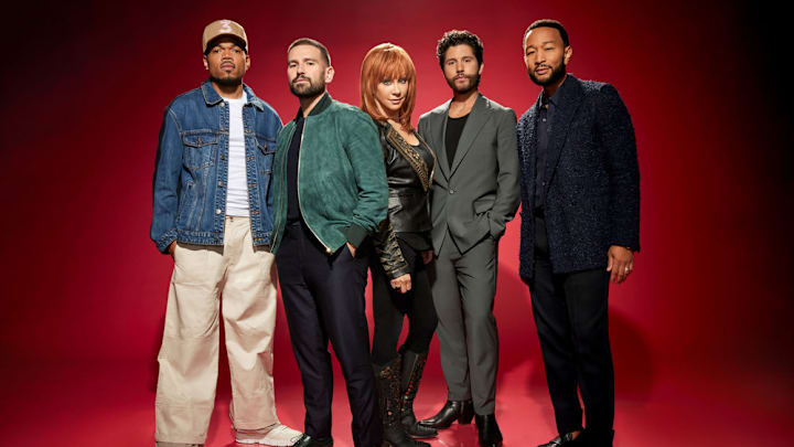 THE VOICE -- Season: 25 -- Pictured: Chance the Rapper, Dan+Shay, Reba McEntire, John Legend -- (Photo by: Art Streiber/NBC)