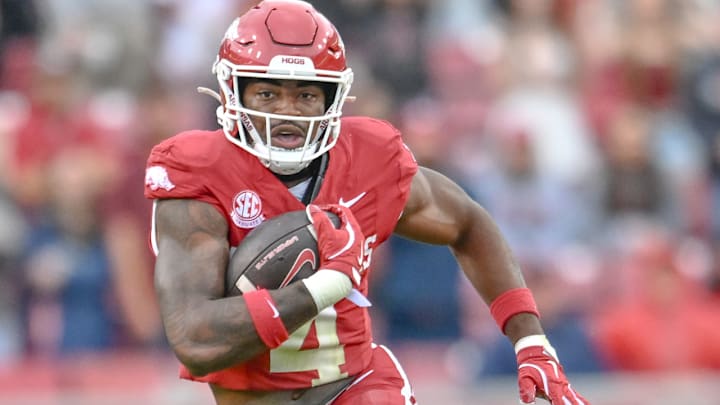 Arkansas Razorbacks running back Mike Washington running against the Texas A&M Aggies at Razorback Stadium in Fayetteville, Ark.