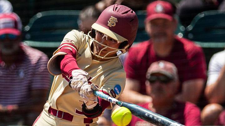 Florida State Seminoles infielder Isa Torres (3) makes contact with the pitch. The Florida State Seminoles defeated the UCF Knights 2-1 on Sunday, May 17, 2026. The teams must play one more game to determine the NCAA Tallahassee regional winner.