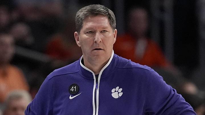 Mar 11, 2026; Charlotte, NC, USA; Clemson Tigers head coach Brad Brownell during the first half against the Wake Forest Demon Deacons at Spectrum Center. Mandatory Credit: Jim Dedmon-Imagn Images