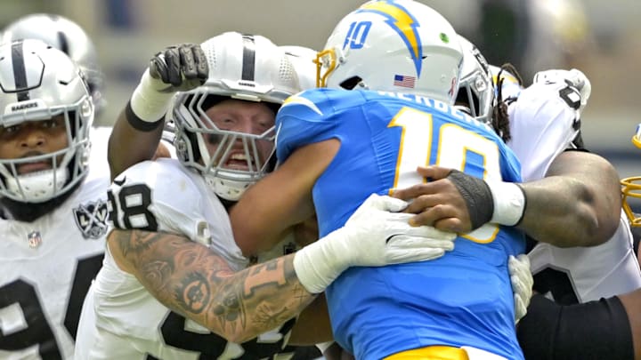 Las Vegas Raiders defensive end Maxx Crosby (98). Las Vegas Raiders defensive end Maxx Crosby (98).