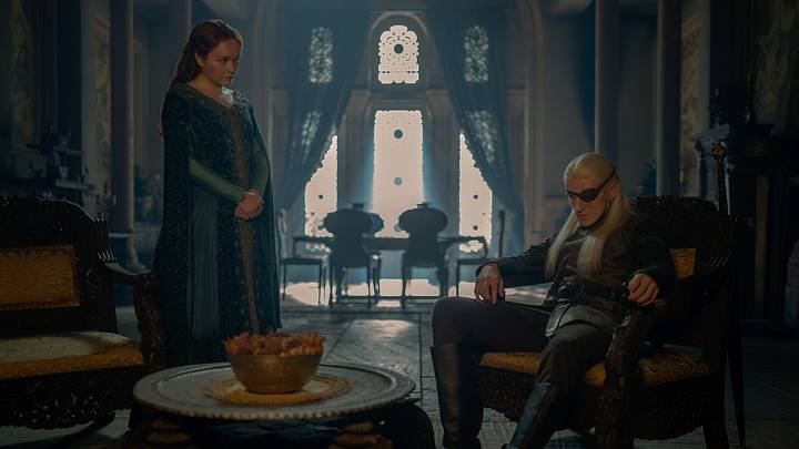 Olivia Cooke as Alicent Hightower and Ewan Mitchell as Aemond Targaryen in House of the Dragon season 3 Olivia Cooke as Alicent Hightower and Ewan Mitchell as Aemond Targaryen in House of the Dragon season 3