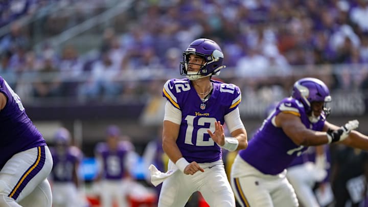 Vikings rookie quarterback Max Brosmer during a 2025 preseason game. 