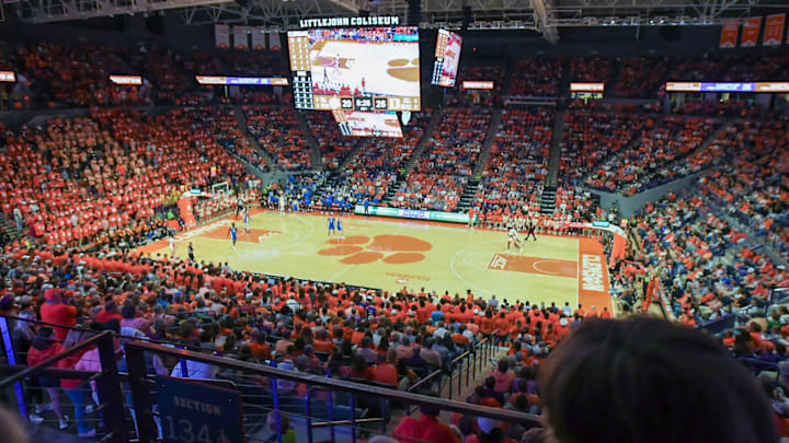 Feb 8, 2025; Clemson, South Carolina, USA; Duke Blue Devils take on the Clemson Tigers at Littlejohn Coliseum. 