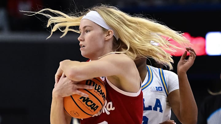 Dec 29, 2024; Los Angeles, California, USA; Nebraska Cornhuskers guard Britt Prince (23) during the fourth quarter against the UCLA Bruins at Pauley Pavilion presented by Wescom.