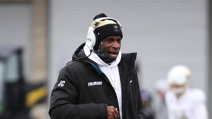 Nov 29, 2025; Manhattan, Kansas, USA; Colorado Buffaloes head coach Deion Sanders yells at his team during a timeout in the fourth quarter against the Kansas State Wildcats at Bill Snyder Family Football Stadium. Mandatory Credit: Scott Sewell-Imagn Images Nov 29, 2025; Manhattan, Kansas, USA; Colorado Buffaloes head coach Deion Sanders yells at his team during a timeout in the fourth quarter against the Kansas State Wildcats at Bill Snyder Family Football Stadium. Mandatory Credit: Scott Sewell-Imagn Images
