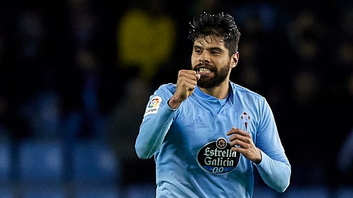 El jugador Néstor Araujo celebra un gol con el Celta de Vigo.