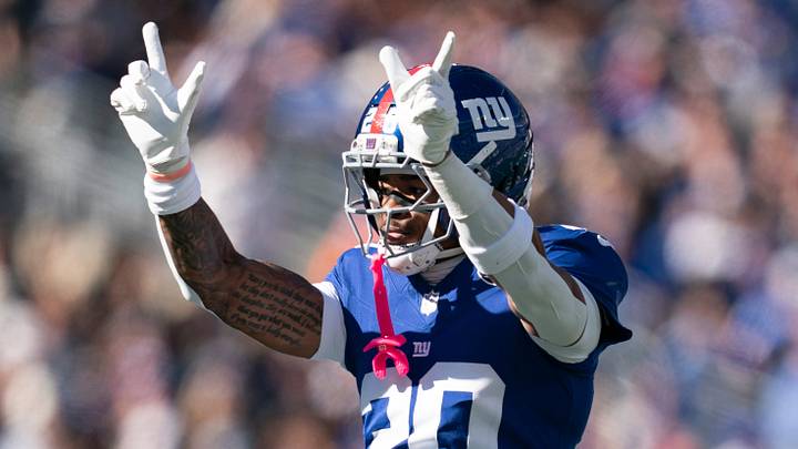 New York Giants cornerback Greg Newsome II (20) celebrates after a tackle during a week 6 NFL football game between New York Giants and New Orleans Saints on Sunday, Oct. 18, 2026, at MetLife Stadium in East Rutherford, NJ. New York Giants cornerback Greg Newsome II (20) celebrates after a tackle during a week 6 NFL football game between New York Giants and New Orleans Saints on Sunday, Oct. 18, 2026, at MetLife Stadium in East Rutherford, NJ.