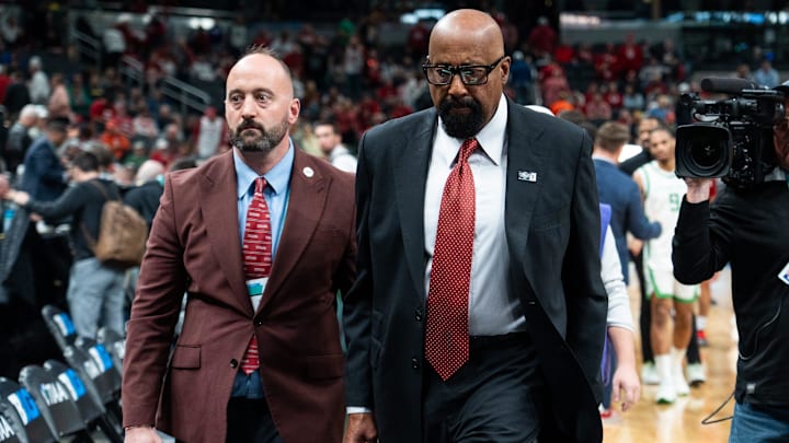 Indiana Hoosiers head coach Mike Woodson walks off the court Thursday, March 13, 2025, after the team’s 72-59 loss to the Oregon Ducks during the 2025 TIAA Big Ten Men’s Basketball Tournament at Gainbridge Fieldhouse in Indianapolis.