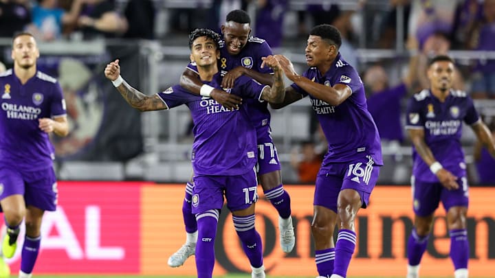 Sep 17, 2022; Orlando, Florida, USA;  Orlando City forward Facundo Torres (17) celebrates after