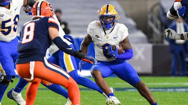 Nov 11, 2023; New York, New York, USA;  Pittsburgh Panthers running back Rodney Hammond Jr. (6) runs