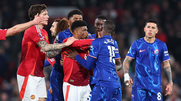 The two sets of players clashed late on in the contest