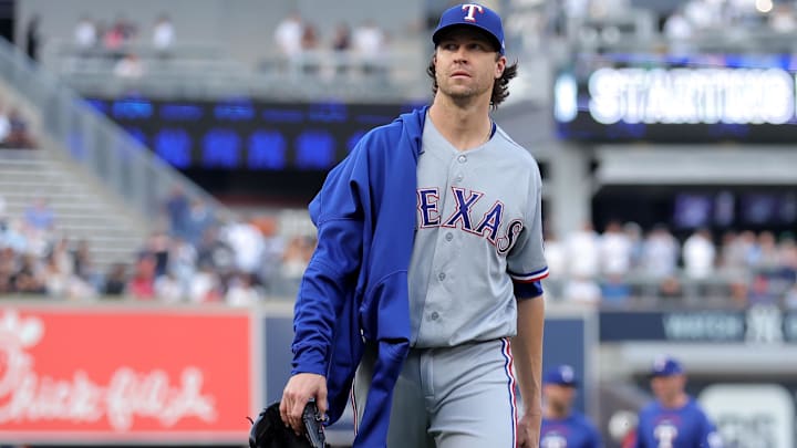 Texas Rangers starting pitcher Jacob deGrom. Texas Rangers starting pitcher Jacob deGrom.