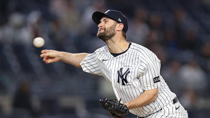 May 1, 2026; Bronx, New York, USA;  New York Yankees pitcher Jake Bird (59) delivers a pitch during the ninth inning against the Baltimore Orioles at Yankee Stadium. Mandatory Credit: Vincent Carchietta-Imagn Images