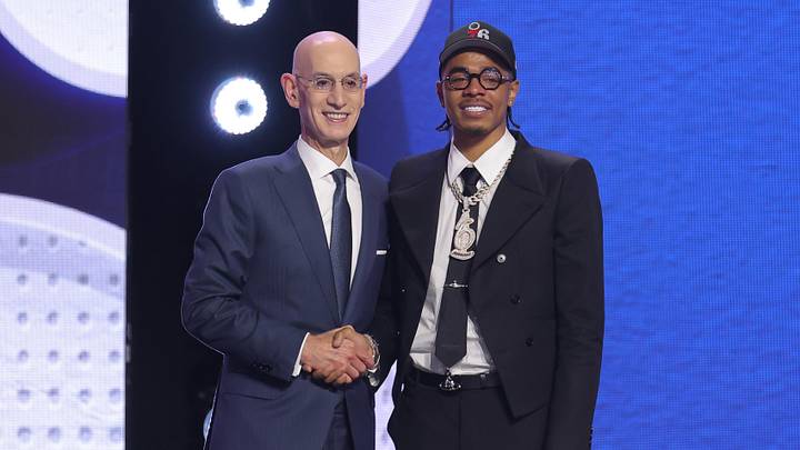Jun 23, 2026; New York, NY, USA; NBA commissioner Adam Silver greets the twenty second pick in the 2026 NBA draft, Alabama guard Labaron Philon Jr. after he was selected by the Philadelphia 76ers at Barclays Center. Mandatory Credit: Brad Penner-Imagn Images Jun 23, 2026; New York, NY, USA; NBA commissioner Adam Silver greets the twenty second pick in the 2026 NBA draft, Alabama guard Labaron Philon Jr. after he was selected by the Philadelphia 76ers at Barclays Center. Mandatory Credit: Brad Penner-Imagn Images