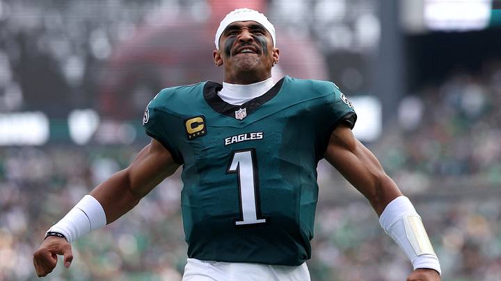 Sep 13, 2026; Philadelphia, Pennsylvania, USA; Philadelphia Eagles quarterback Jalen Hurts reacts prior to the game against the Washington Commanders at Lincoln Financial Field. Sep 13, 2026; Philadelphia, Pennsylvania, USA; Philadelphia Eagles quarterback Jalen Hurts reacts prior to the game against the Washington Commanders at Lincoln Financial Field.