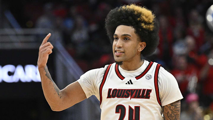 Jan 1, 2025; Louisville, Kentucky, USA; Louisville Cardinals guard Chucky Hepburn (24) reacts during the second half against the North Carolina Tar Heels at KFC Yum! Center. Mandatory Credit: Jamie Rhodes-Imagn Images Jan 1, 2025; Louisville, Kentucky, USA; Louisville Cardinals guard Chucky Hepburn (24) reacts during the second half against the North Carolina Tar Heels at KFC Yum! Center. Mandatory Credit: Jamie Rhodes-Imagn Images