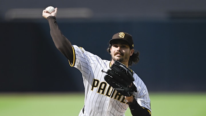 Sep 1, 2025; San Diego, California, USA; San Diego Padres starting pitcher Dylan Cease (84) delivers during the first inning against the Baltimore Orioles at Petco Park. Mandatory Credit: Denis Poroy-Imagn Images Sep 1, 2025; San Diego, California, USA; San Diego Padres starting pitcher Dylan Cease (84) delivers during the first inning against the Baltimore Orioles at Petco Park. Mandatory Credit: Denis Poroy-Imagn Images