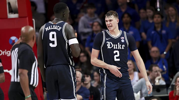 Duke basketball center Khaman Maluach and forward Cooper Flagg