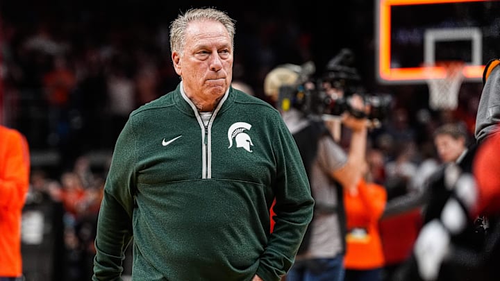 Michigan State head coach Tom Izzo exits the court after 70-64 loss to Auburn at the Elite Eight round of NCAA tournament at State Farm Arena in Atlanta, Ga. on Sunday, March 30, 2025.