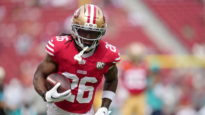Sep 20, 2026; Santa Clara, California, USA; San Francisco 49ers running back Kaelon Black (26) warms up prior to the game against the Miami Dolphins at Levi's Stadium. Mandatory Credit: Cary Edmondson-Imagn Images Sep 20, 2026; Santa Clara, California, USA; San Francisco 49ers running back Kaelon Black (26) warms up prior to the game against the Miami Dolphins at Levi's Stadium. Mandatory Credit: Cary Edmondson-Imagn Images