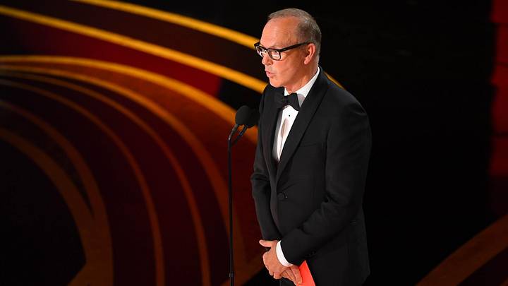 February 24, 2019; Los Angeles, CA, USA; Michael Keaton presents the award for achievement in film editing during the 91st Academy Awards at the Dolby Theatre. Mandatory Credit: Robert Deutsch-USA TODAY NETWORK February 24, 2019; Los Angeles, CA, USA; Michael Keaton presents the award for achievement in film editing during the 91st Academy Awards at the Dolby Theatre. Mandatory Credit: Robert Deutsch-USA TODAY NETWORK