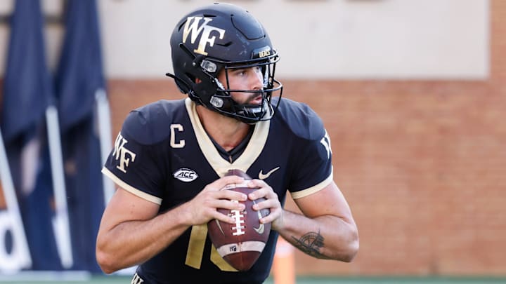 Sep 18, 2021; Winston-Salem, North Carolina, USA; Wake Forest Demon Deacons quarterback Sam Hartman