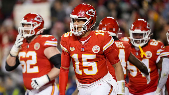 Dec 10, 2023; Kansas City, Missouri, USA; Kansas City Chiefs quarterback Patrick Mahomes (15) Dec 10, 2023; Kansas City, Missouri, USA; Kansas City Chiefs quarterback Patrick Mahomes (15)