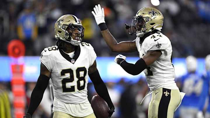 Aug 20, 2023; Inglewood, California, USA; New Orleans Saints cornerback Lonnie Johnson Jr. (28) I