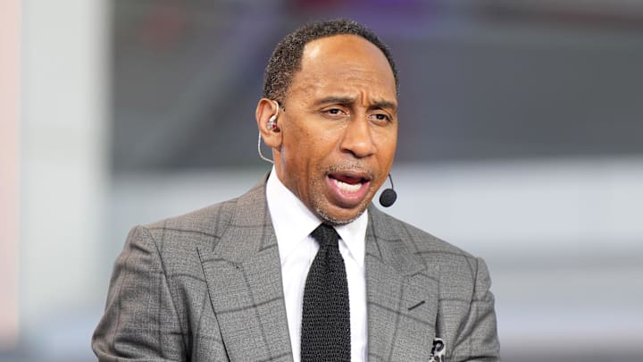 Oct 23, 2024; Inglewood, California, USA; Stephen A. Smith (Stephen Smith) on the ESPN NBA Countdown live set at Intuit Dome. Oct 23, 2024; Inglewood, California, USA; Stephen A. Smith (Stephen Smith) on the ESPN NBA Countdown live set at Intuit Dome.