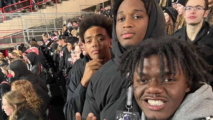 From left, four-star quarterback commit Trae Taylor, five-star tight end prospect Ahmad Hudson, four-star wide receiver Antayvious Ells.