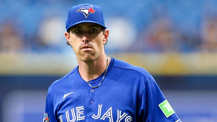 Toronto Blue Jays starting pitcher Shane Bieber (57) walks off the field after pitching. Credit: Nathan Ray Seebeck-Imagn Images Toronto Blue Jays starting pitcher Shane Bieber (57) walks off the field after pitching. Credit: Nathan Ray Seebeck-Imagn Images
