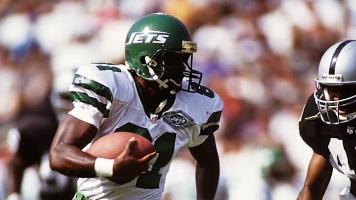 Oct 10, 1993; Los Angeles, CA, USA; FILE PHOTO; New York Jets receiver Terance Mathis (81) in action against the Los Angeles Raiders at Los Angeles Memorial Coliseum. Mandatory Credit: Peter Brouillet-USA TODAY NETWORK