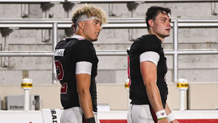 Indiana Hoosiers quarterback Tayven Jackson (2) and Indiana Hoosiers quarterback Kurtis Rourke (9)