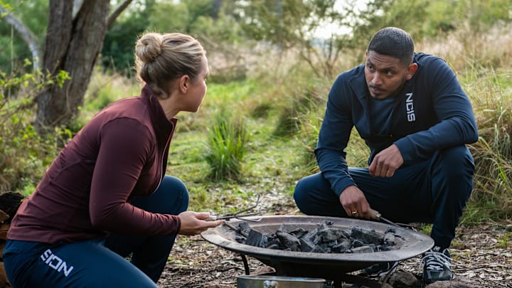 “Hell Weak” – The suspected suicide of a former U.S. Navy SEAL leads NCIS: Sydney to a wellness retreat to investigate a group of his fellow former SEAL buddies, on NCIS: SYDNEY, Friday, March 14 (8:00-9:00 PM, ET/PT) on the CBS Television Network, and streaming on Paramount+ (live and on demand for Paramount+ with SHOWTIME subscribers, or on demand for Paramount+ Essential subscribers the day after the episode airs)*. L-R: Tuuli Narkle as AFP Liaison Officer Constable Evie Cooper and Sean Sagar