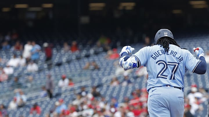 May 5, 2024; Washington, District of Columbia, USA; Toronto Blue Jays first baseman Vladimir