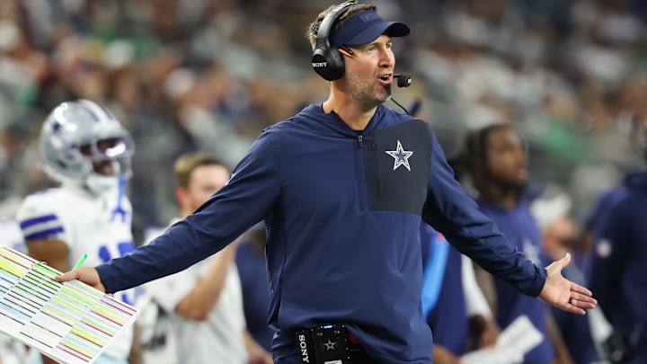 Dallas Cowboys head coach Brian Schottenheimer reacts during the third quarter against the Philadelphia Eagles.