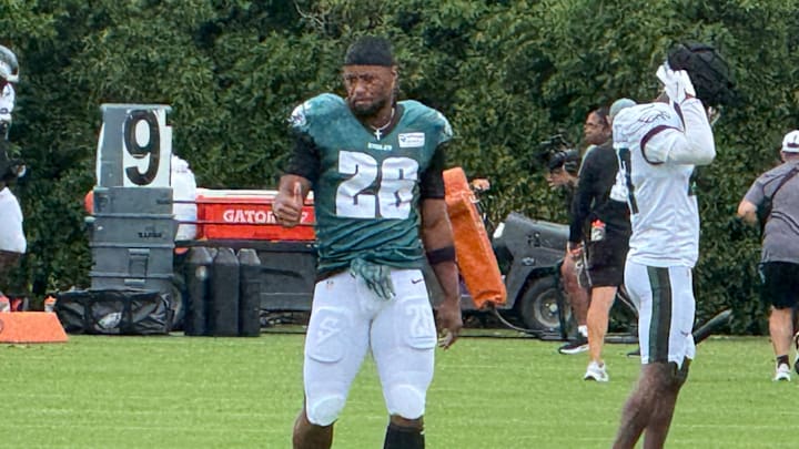 Running Back Saquon Barkley gets his work in during training camp.
